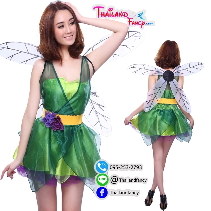 ชุดแฟนซีการ์ตูน ชุดแฟรรี่ทิงเกอเบล Disney Fairy Tinkerbell Cosplay ชุดนางฟ้าทิงเกอเบลล์สีเขียว
