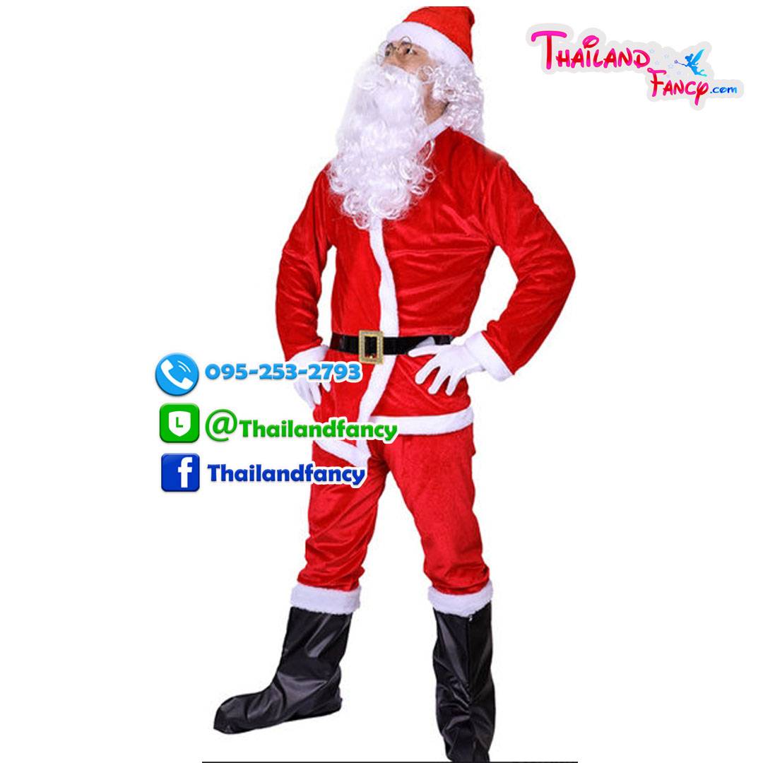 ชุดแฟนซีซานต้า Santacros Costume ชุดซานต้าครอสผู้ชาย ชุดคริสต์มาส ชุดซานตารีน่า ชุดปีใหม่ชาย ชุดแซนตาครอสสีแดงผู้ชายพร้อมถุงคลุมรองเท้า
