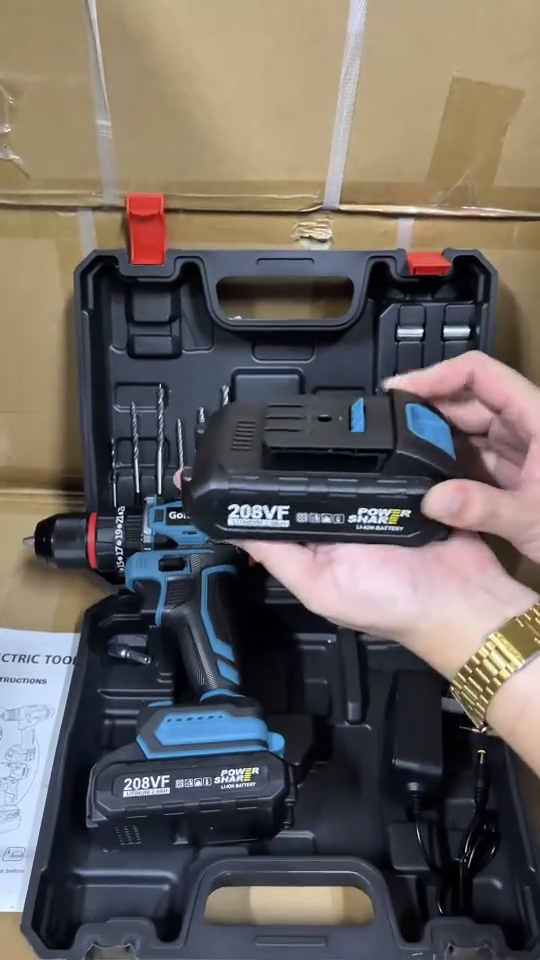 สว่านแบตกระแทก 3 ระบบ บัสเลส หัวเหล็ก ยี่ห้อ GOLDEN รุ่น 208Vf