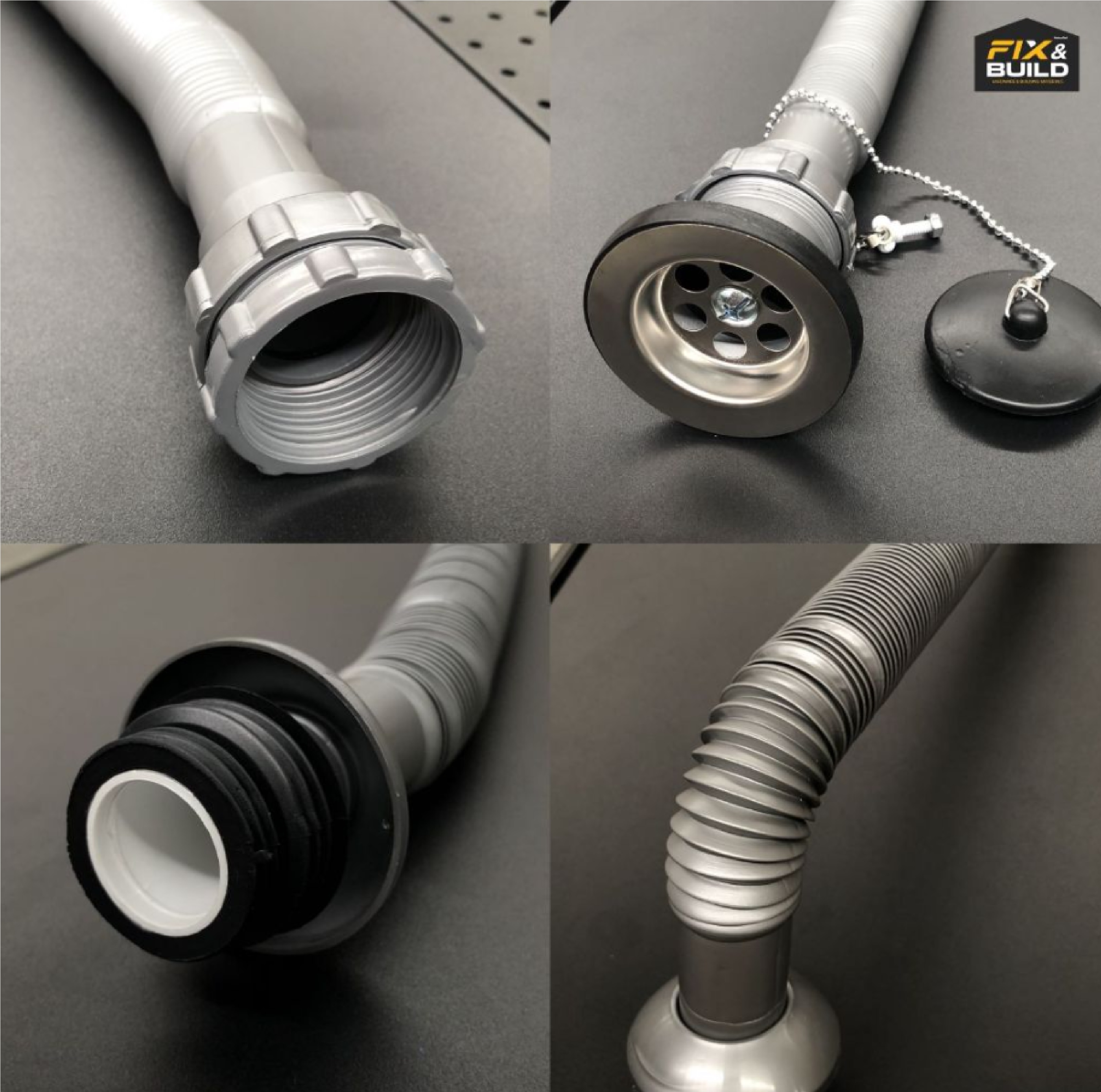ท่อน้ำทิ้ง P-TRAP 55-100 CM สีเทา FIX&BUILD