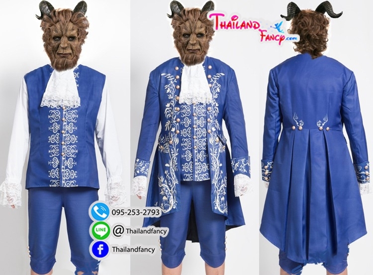 ชุดเช่าแฟนซีผู้ชาย เจ้าชายอสูรผู้ใหญ่ Beauty and The Beast Costume ชุดเจ้าชายเทพนิยาย ชุดเจ้าชายดิสนีย์ ชุดคอสเพลย์ การ์ตูนผู้ชายเจ้าชายอสูรพร้อมหน้ากากเขา
