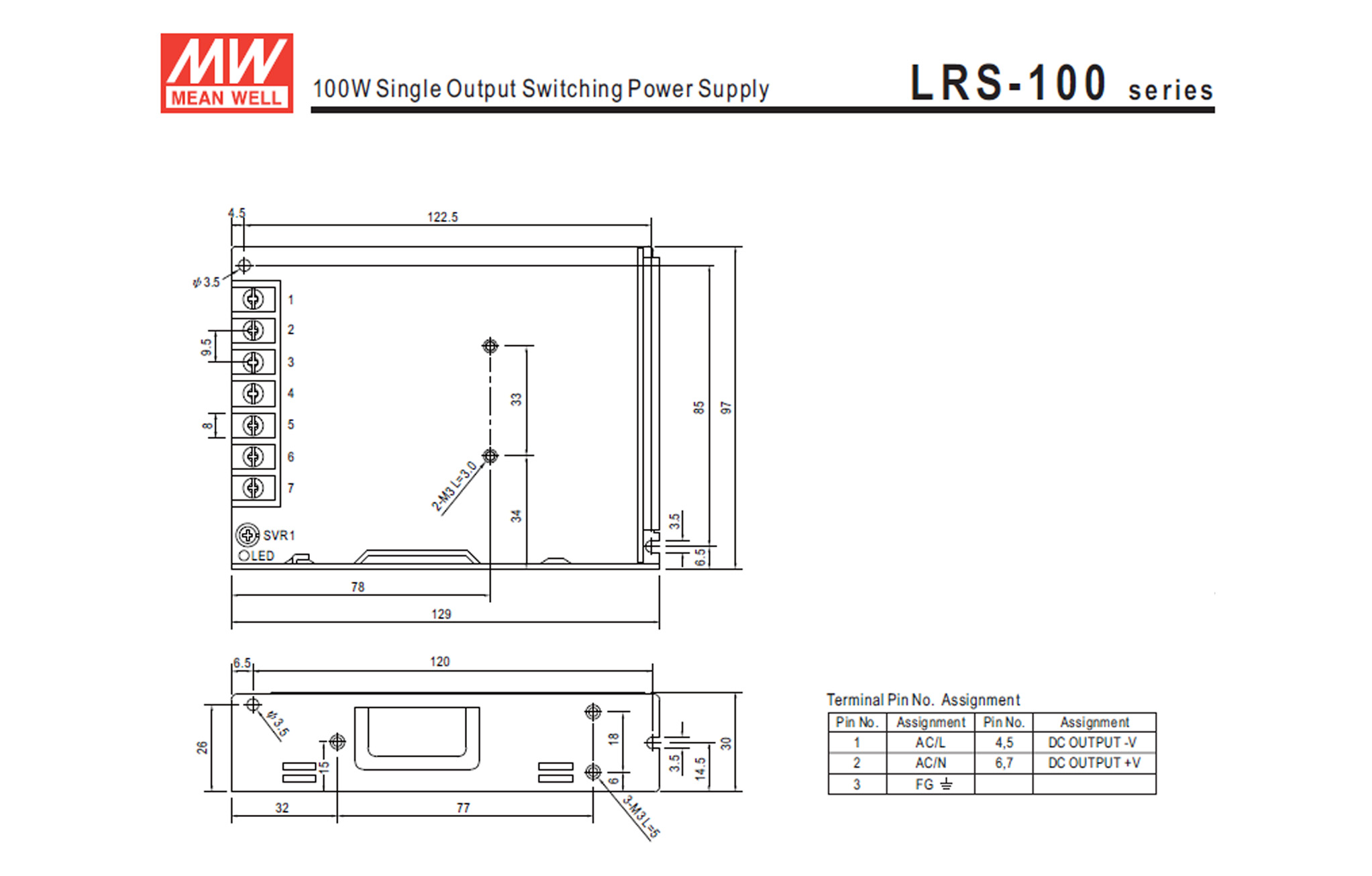 หม้อแปลง Switching Meanwell 100W 12/24Vdc
