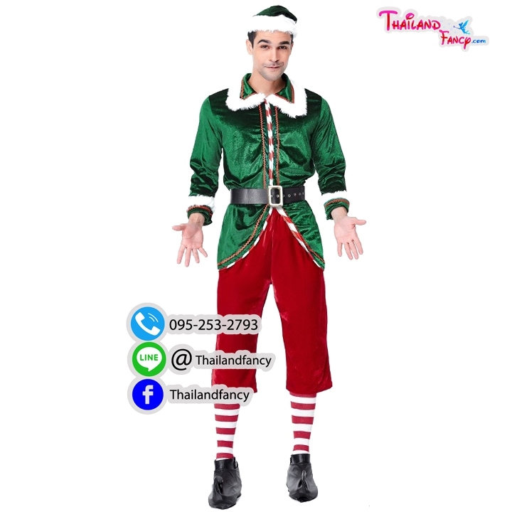 ชุดแฟนซีแซนต้า Santacros Costume ชุดซานต้าผู้ชาย ชุดคริสต์มาส ชุดซานตารีน่า ชุดปาร์ตี้ปีใหม่ ชุดต้อนรับปีใหม่ ชุดพีอาร์ ชุดซานตาครอสสีเขียวแดงผู้ชาย