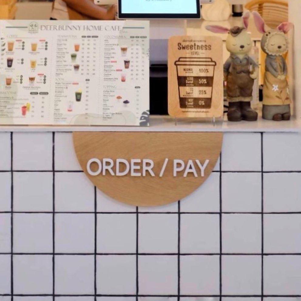 ป้ายร้านกาแฟ ไม้สักยิงเลเซอร์