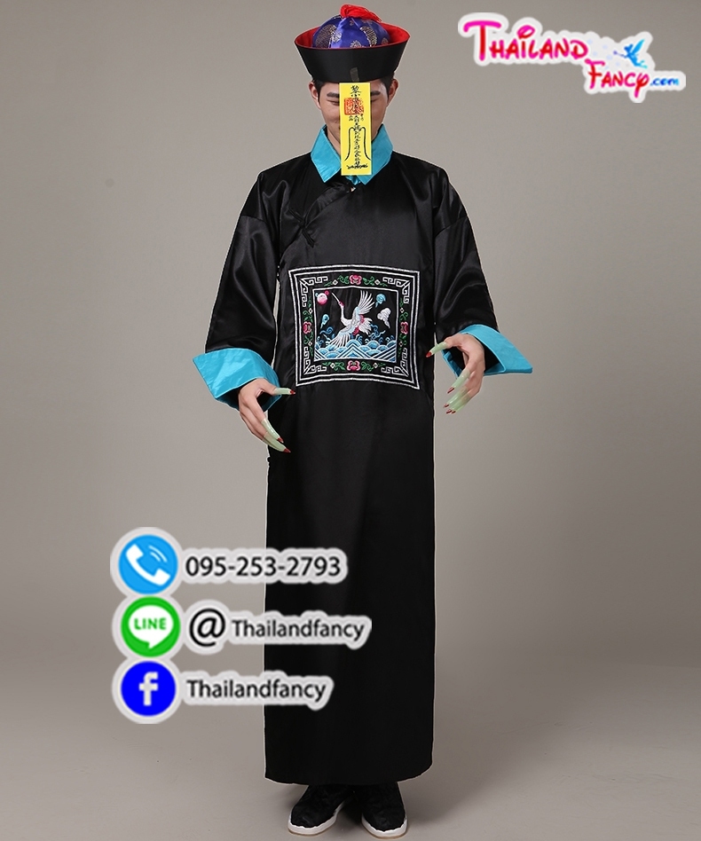 ชุดเช่าแฟนซีผู้ชาย เช่าชุดผีกองกอย ชุดผีดิบจีน ชุดผีกระโดด ชุดผีจีนโบราณ ชุดราชสำนักจีน ชุดขันที ชุดเช่าแฟนซีขันทีสีดำขอบฟ้า