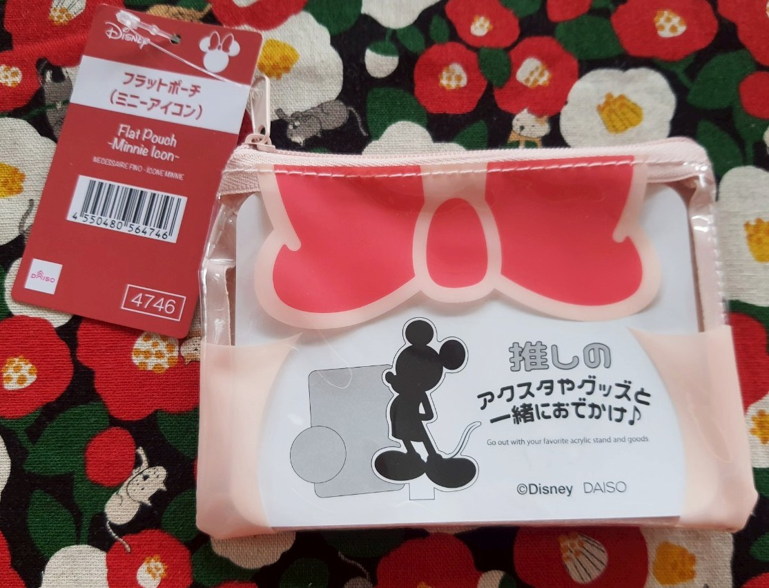 กระเป๋า ใส่เหรียญ ใส่ของ มิกกี้เม้าส์ มินนี่เม้าส์ ของแท้จากญี่ปุ่น Mickey mouse Flat Pouch Minnie Icon Size : 13 x 10 cm
