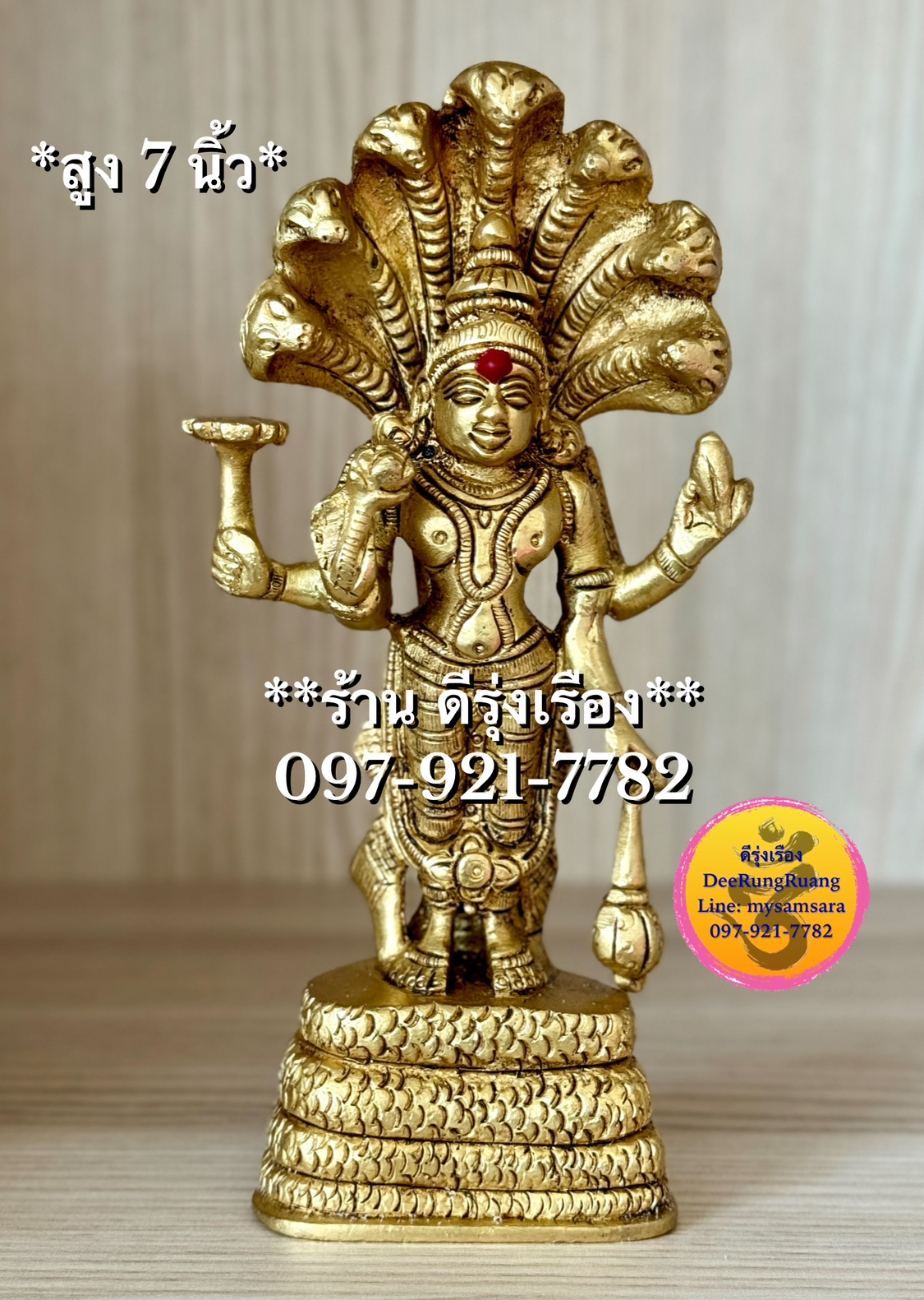 พระวิษณุ ประทับยืน นาคปรก (สูง 7 นิ้ว..Fine Quality)