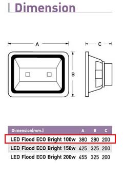 โคม LED Flood Light 100w EVE แสงเดย์ไลท์ (แสงสีขาว)