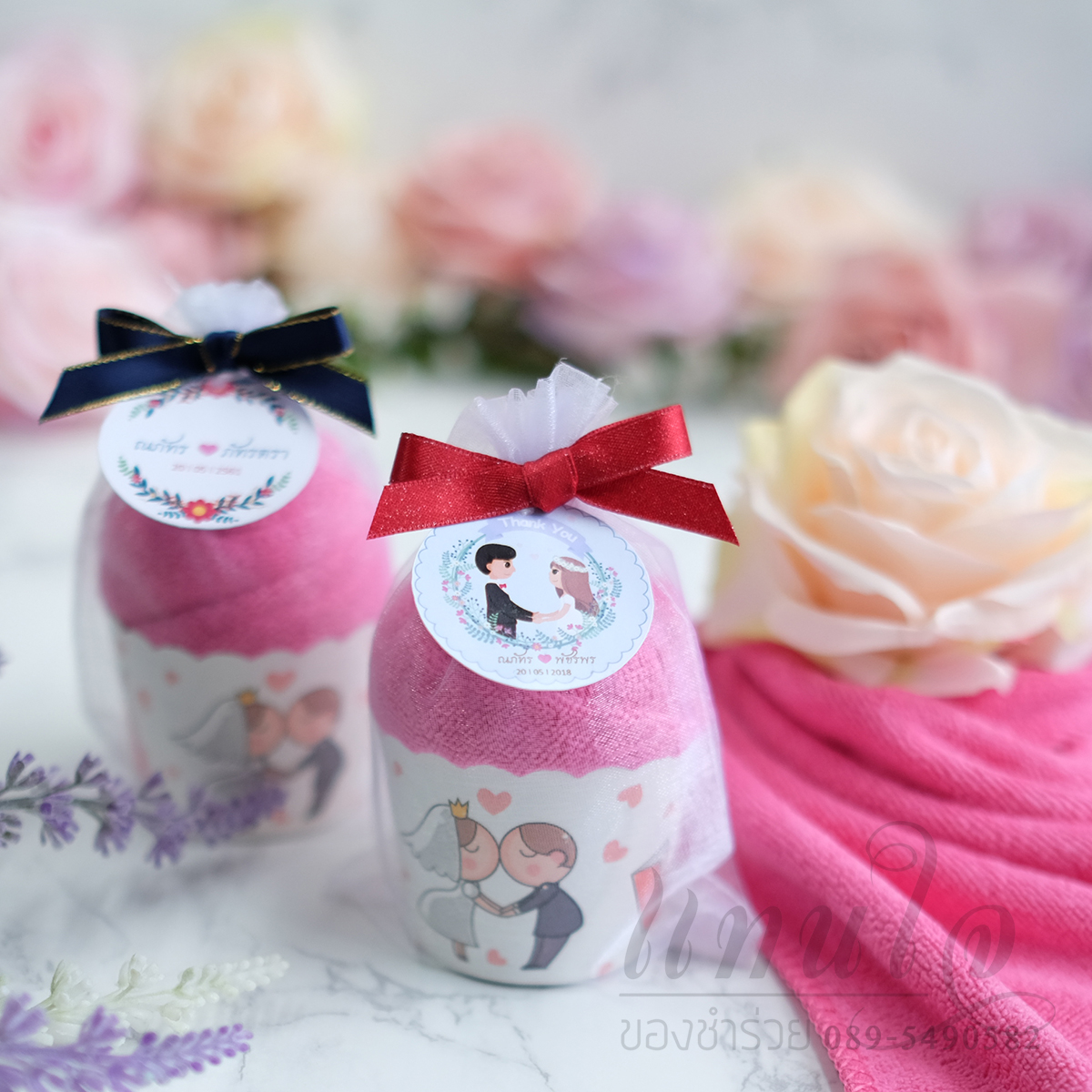 ผ้านาโน 2 ม้วนกลม ขนาดผ้าเช็ดผม ของชำร่วยงานแต่งงาน ของแจกราคาถูก