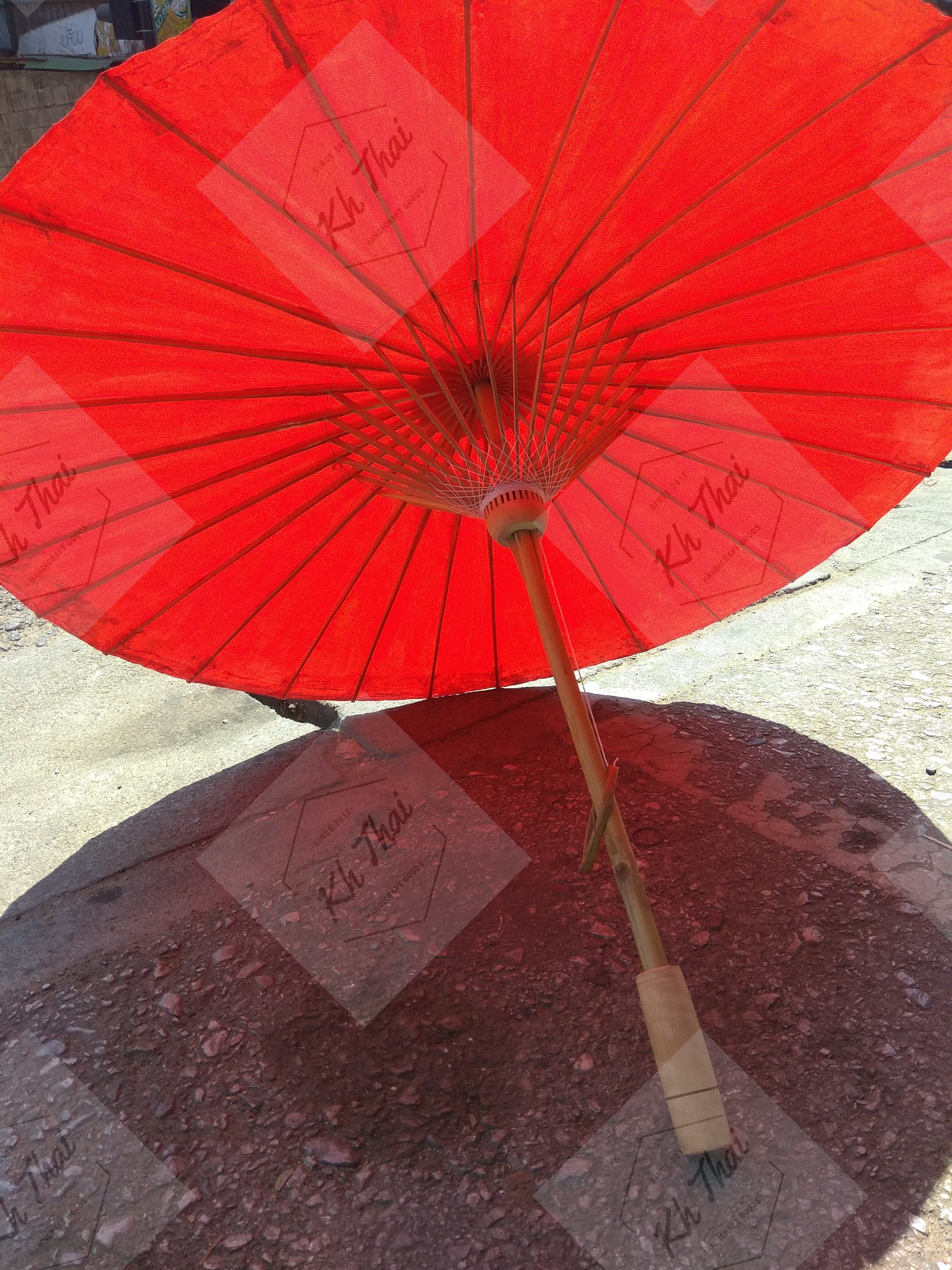 ร่มบ่อสร้าง ร่มผ้าน้ำมัน สีส้ม17 นิ้ว กันน้ำได้