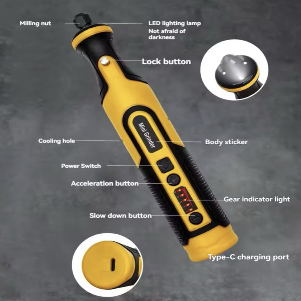 เครื่องเจียร์ mini 7.2V เครื่องเจียรไร้สาย ปรับได้ 5 ระดับ พร้อมอุปกรณ์เสริม 58 ชิ้น