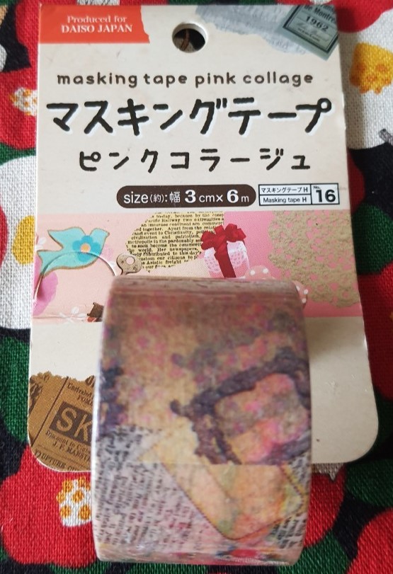 Masking tape pink collage เทปวาชิ เทปตกแต่ง สติ๊กเกอร์ จากญี่ปุ่น Size : 3 cm x 6 m