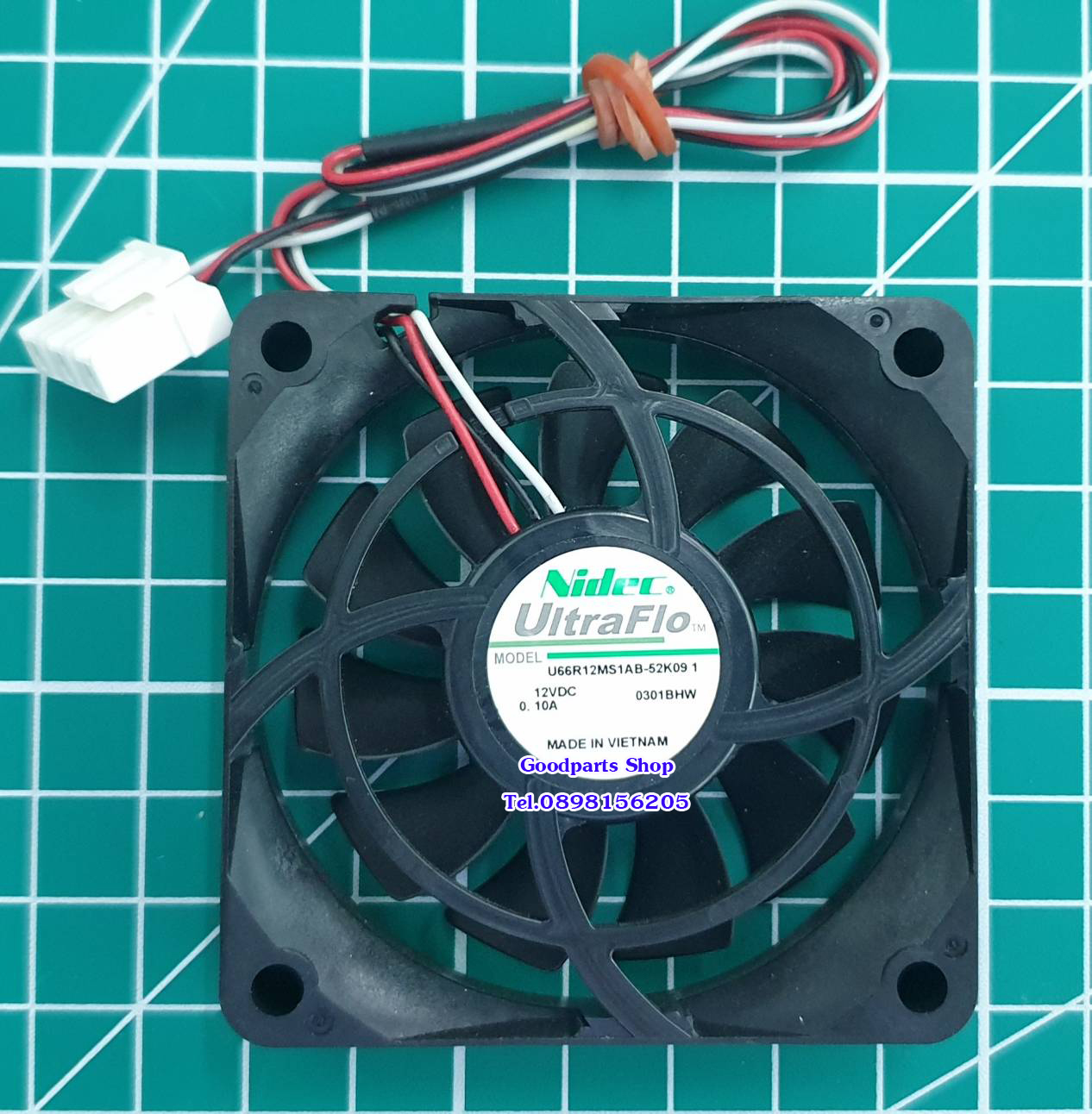 พัดลม U66R12MS1AB-52K09 12VDC ขนาด 6.6 x 6.6 x 1.5 cm