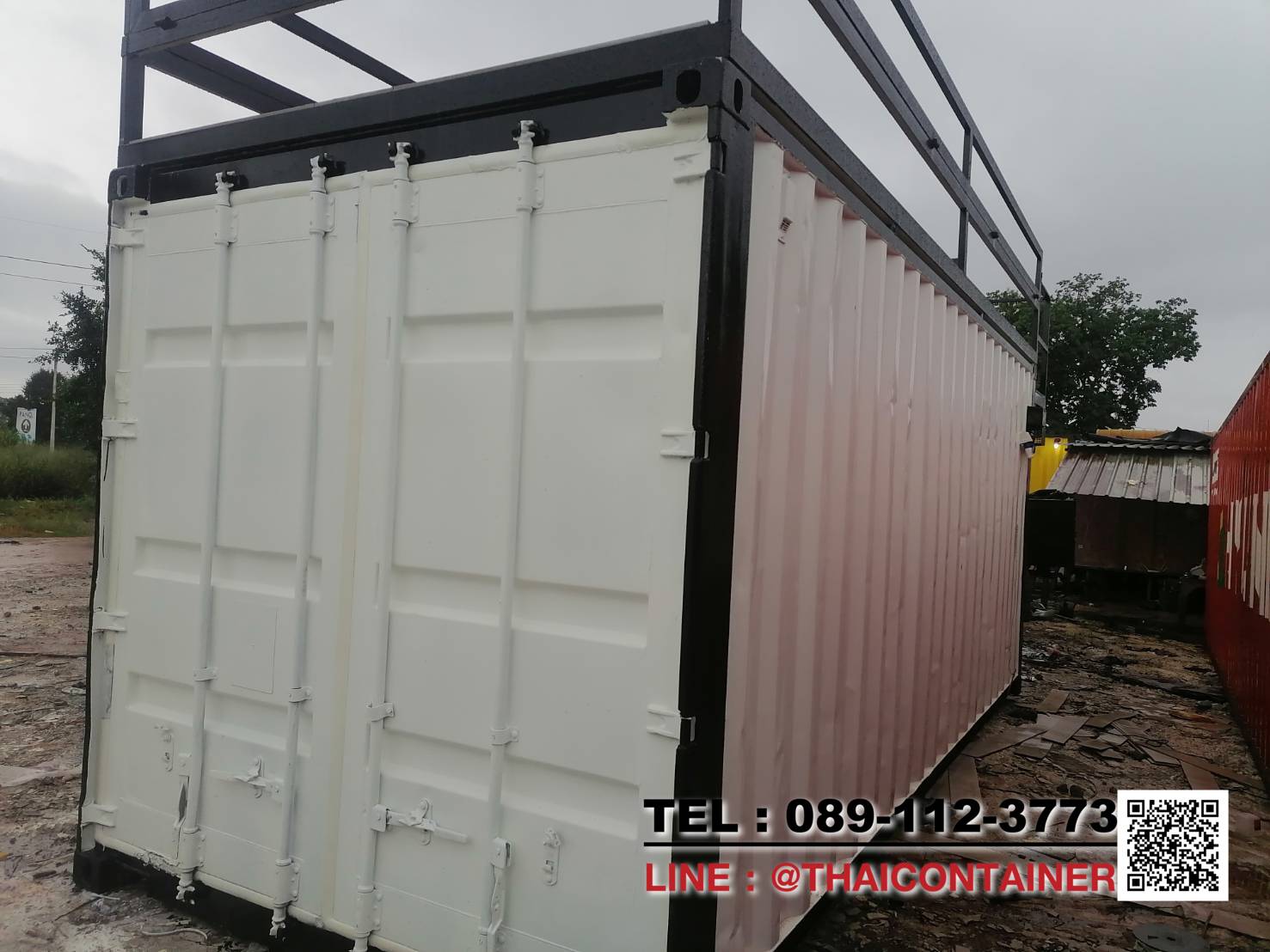 ตู้คอนเทนเนอร์ เหล็กแท้ เกรดส่งออก 20 ฟุต พร้อมบันไดและระเบียง