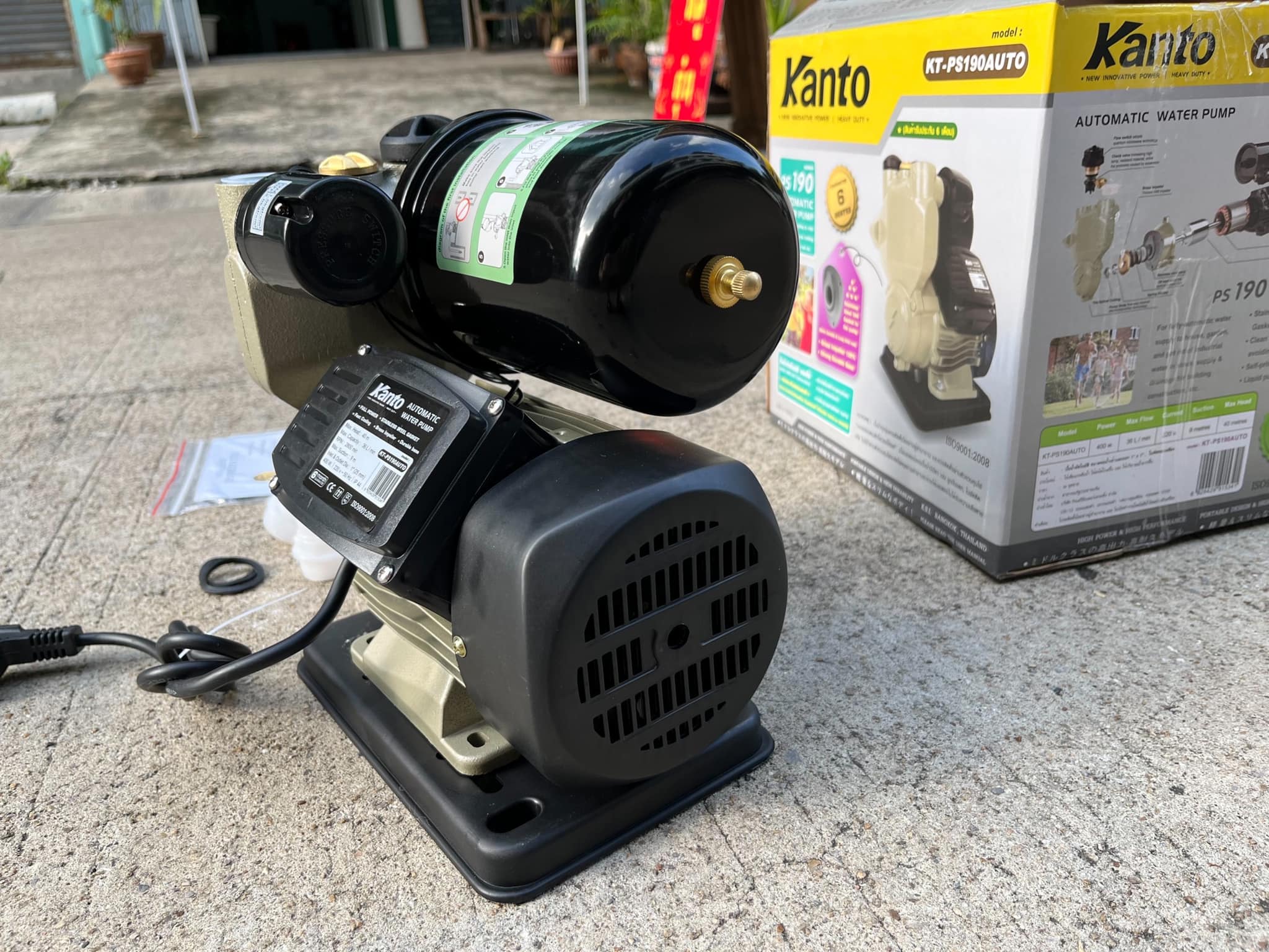 ปั๊มน้ำอัตโนมัติ kanto รุ่น ps-190 ตัดอัตโนมัติตามการเปิด-ปิดของก๊อกน้ำ