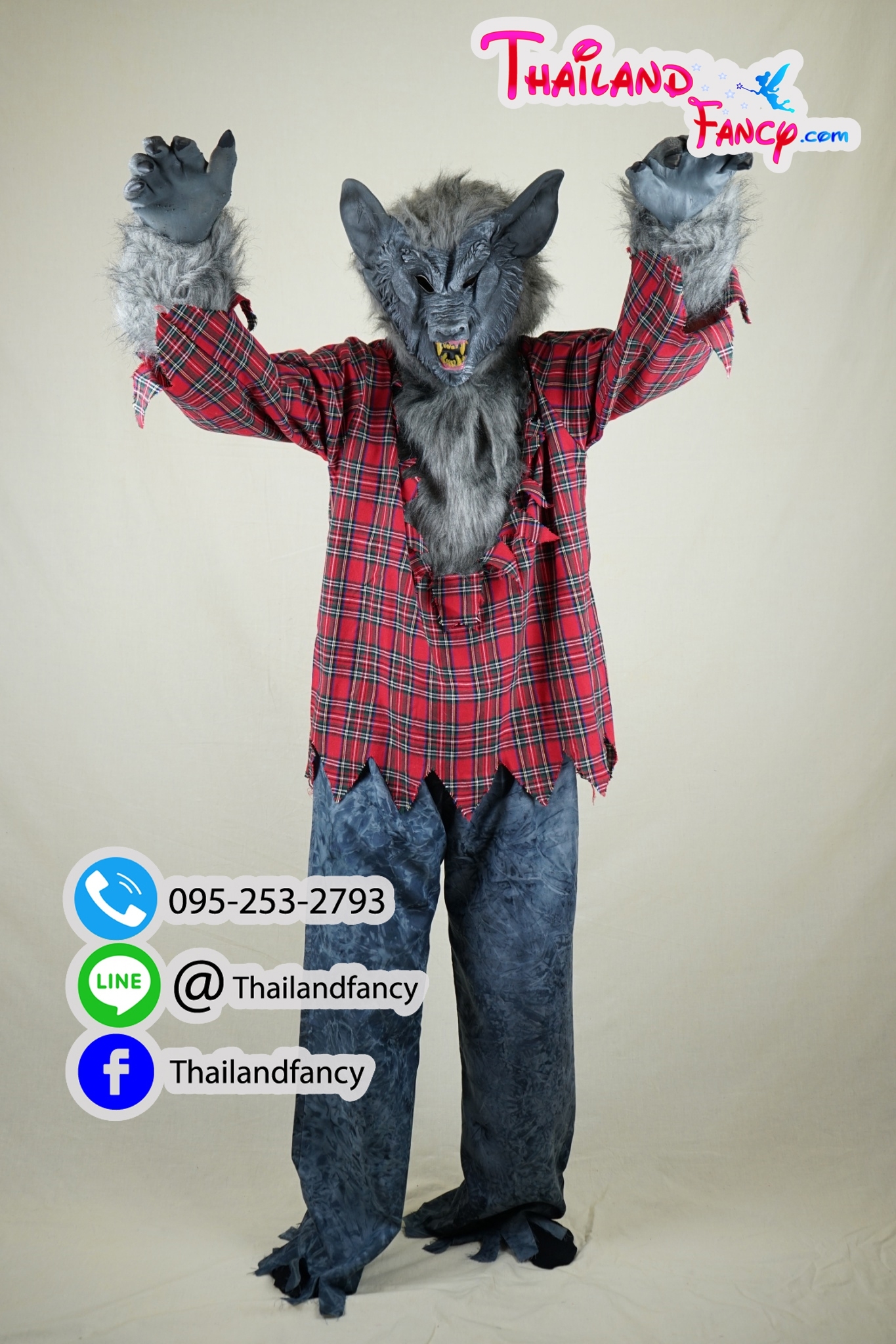 ชุดเช่าแฟนซีผู้ชาย ชุดเช่าหมาป่า ชุดคู่หนูน้อยหมวกแดง ชุดการ์ตูน ชุดหมาป่าจิ้งจอก ชุดเช่าหมาป่าพร้อมหน้ากากหมาป่าและมือ