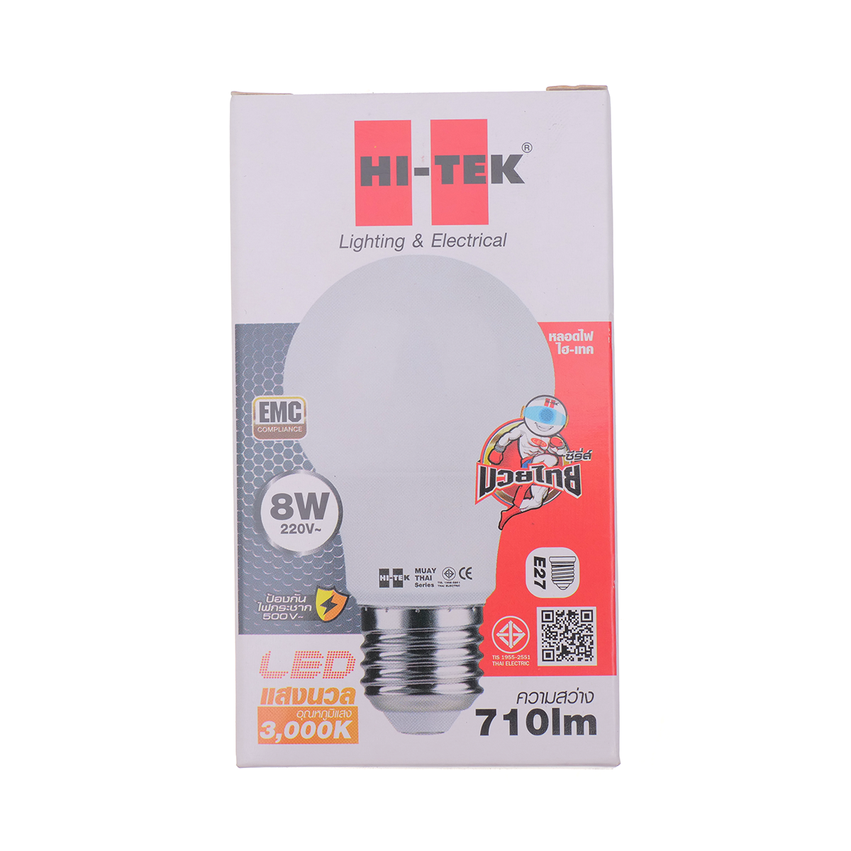 HI-TEK หลอดไฟ LED มวยไทย E27 8 วัตต์ (Warm White)