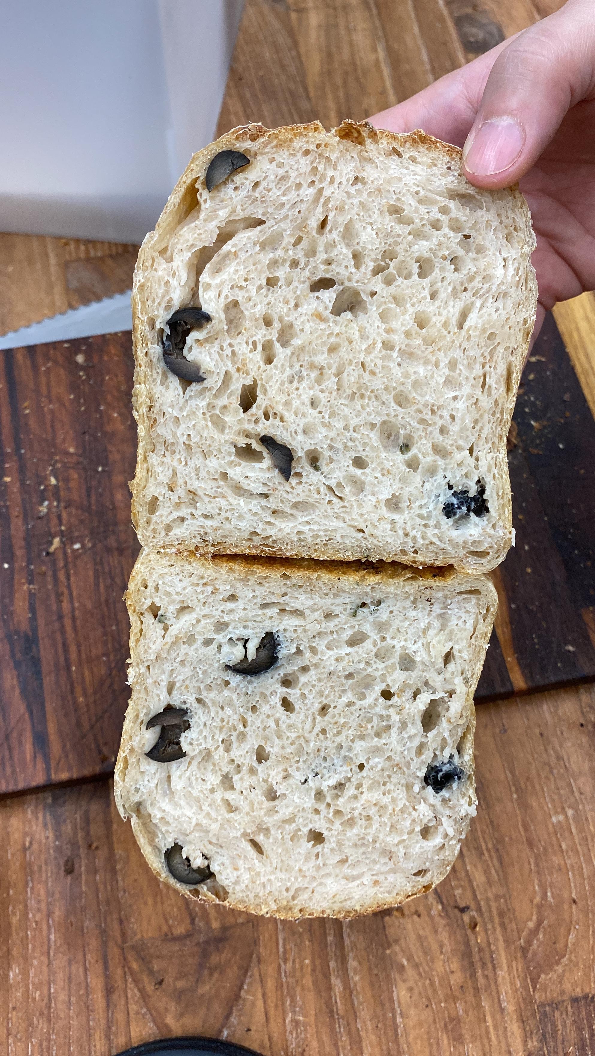 Ⓥ Olive & Rosemary Sourdough Loaf or Tin (16% Whole Wheat, Vegan)