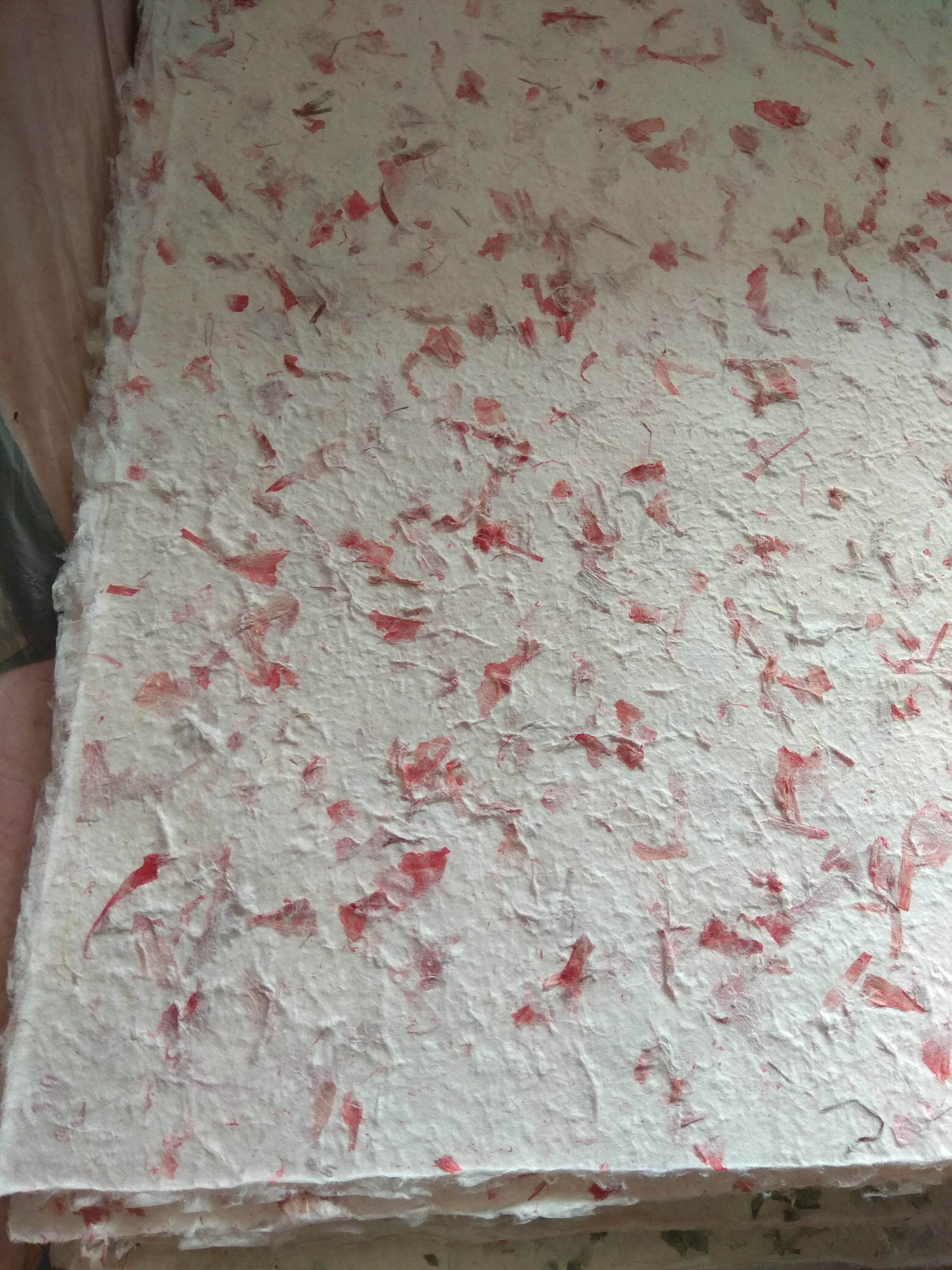 กระดาษสา ใส่เปลือกกระเทียมสี