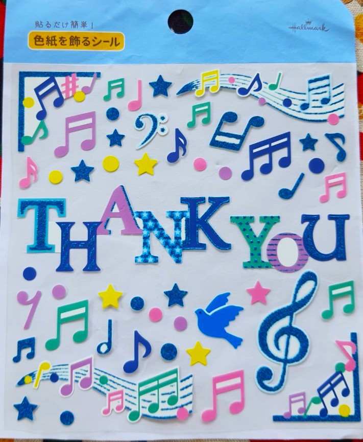 สติ๊กเกอร์ ตัวโน๊ต Thank you sticker จากญี่ปุ่น Hallmark