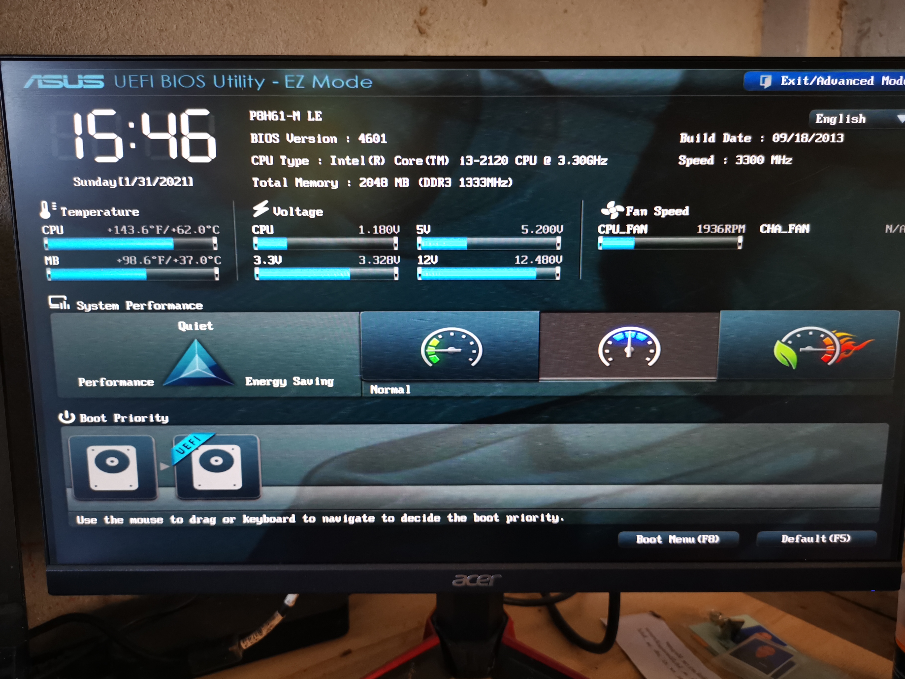 เซ็ต CPU i3 2120 + Asus P8H61 M LE