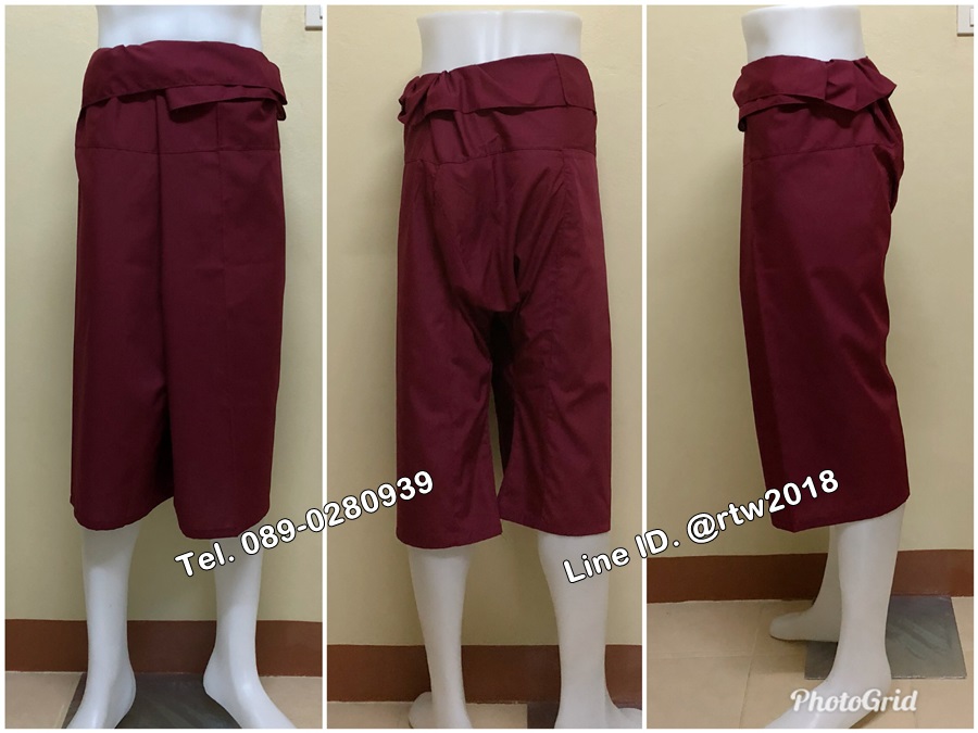 รหัส E21 : กางเกงเลขาสามส่วนสีเลือดหมู