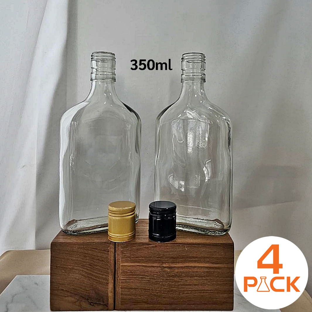 (บรรจุ48ใบ/ลัง)ขวกแก้ว350ml รุ่นแบน29+ฝาเหล็กเกลียวแบบล็อคขอบ