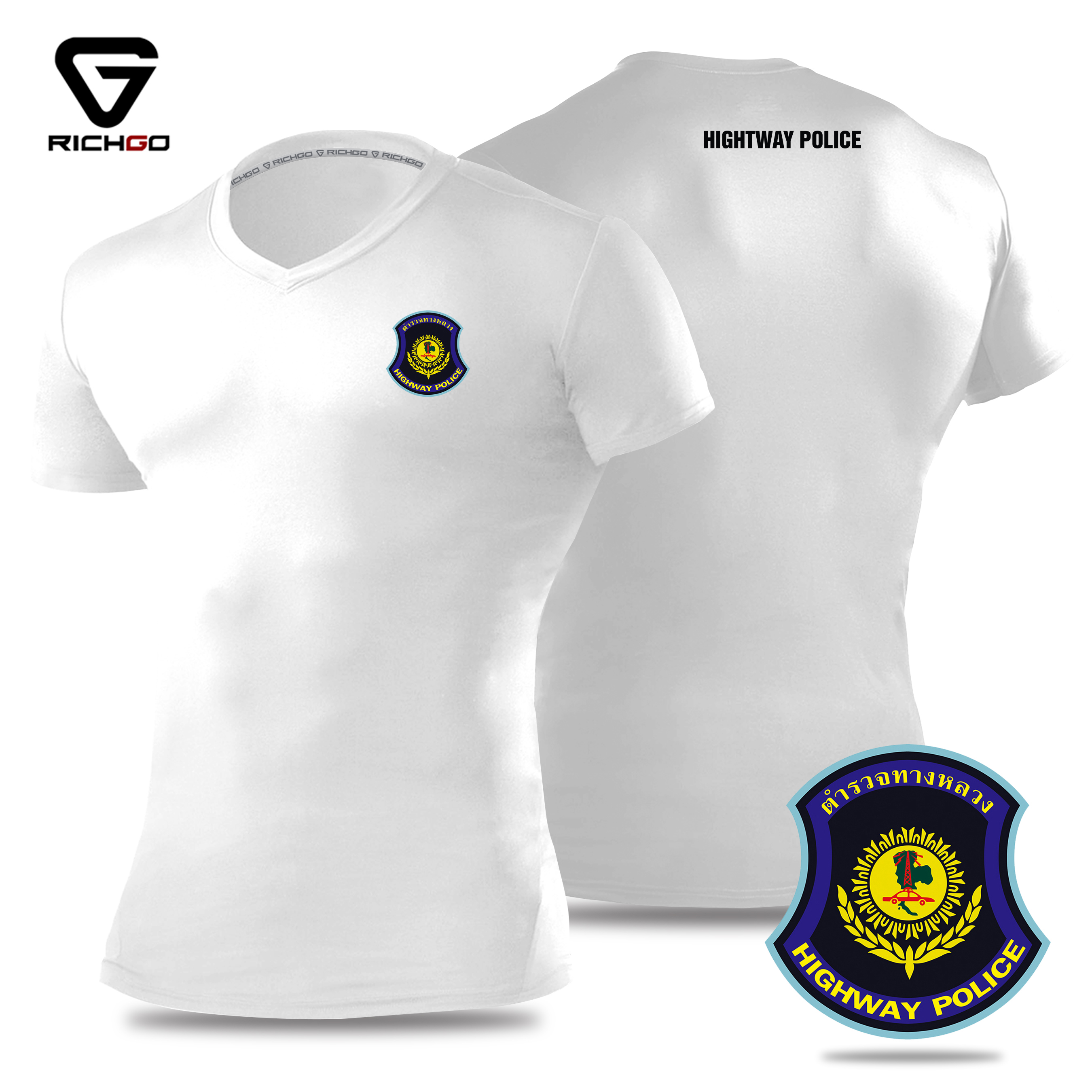 NVPL12-เสื้อยืดคอวีตำรวจทางหลวง