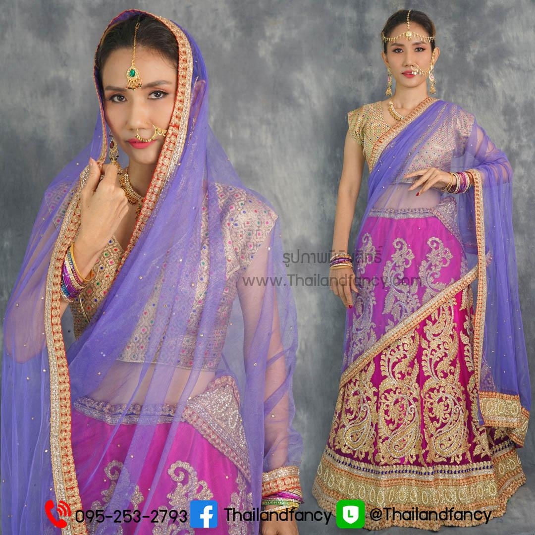 ชุดแฟนซีผู้หญิงสำหรับเช่า ชุดแขกอินเดียแฟนซี เช่าชุดภารตะผู้หญิง เช่าชุดส่าหรีแขกผู้หญิง เช่าชุดแขกหญิง ชุดแขกคังคุไบ ชุดเช่านานาชาติ ชุดแขกอินเดียผู้หญิงสีม่วง-ชมพูสด
