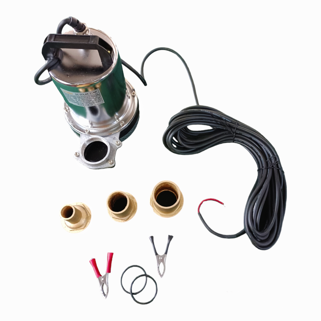 ไดโว่แสตนเลส ยี่ห้อ Onsen มี 2 รุ่น 12V 24V แถมตัวคีบแบต 1 คู่ และท่อเสริม 3 ขนาด 1”, 1.5”, 2” แบบทองเหลือง สายยาว 10 เมตร