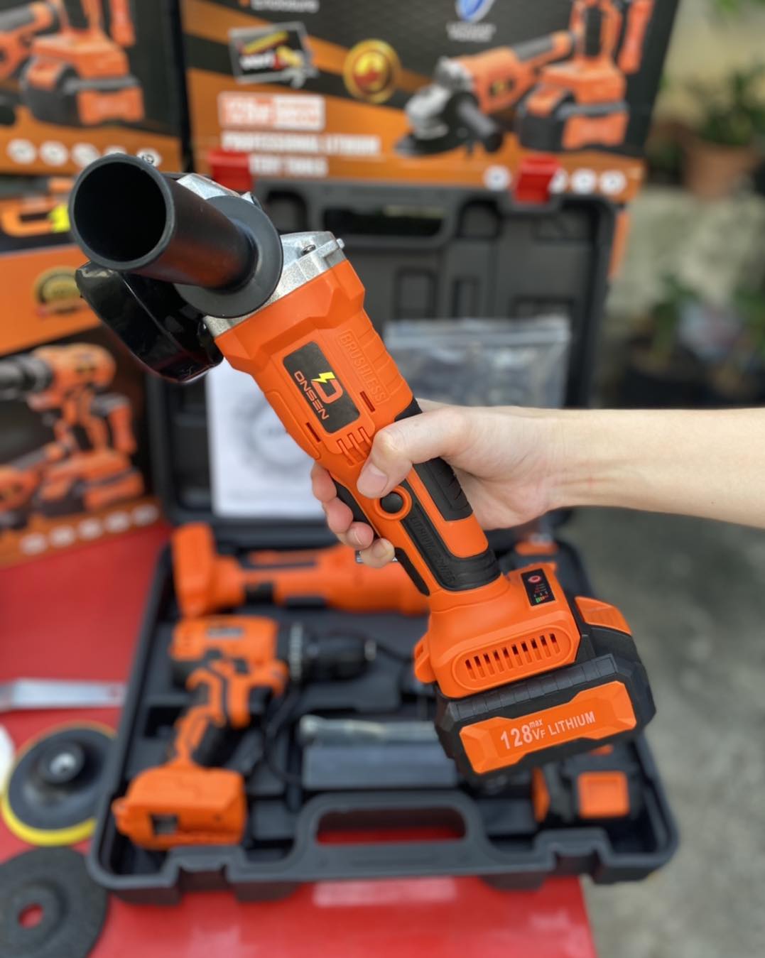 สว่านแบต เจียแบต ชุดเซต 2in1 ยี่ห้อ Onsen 128V ถ่าน 2 ก้อน