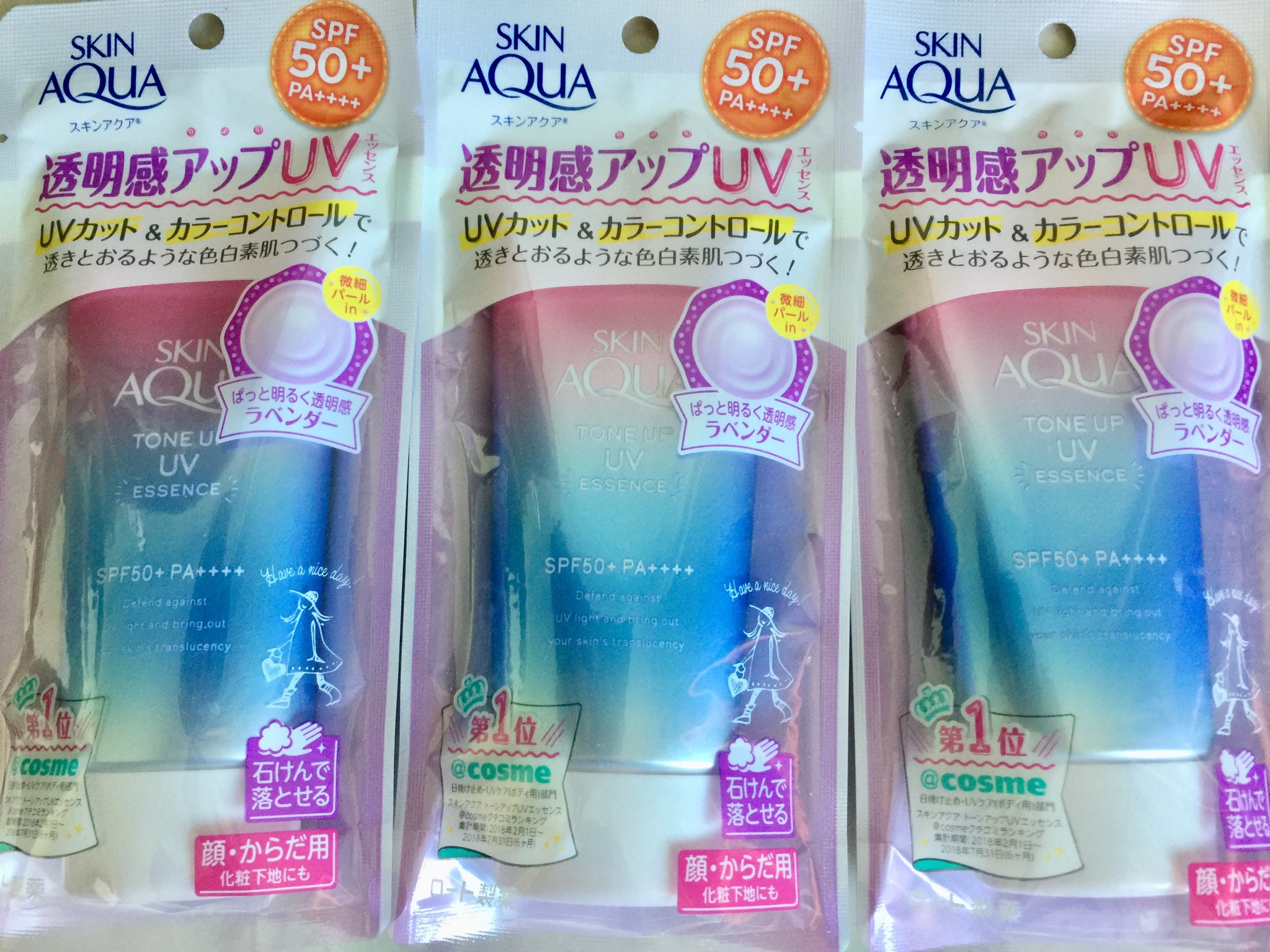 🔥(Best Seller) ครีมกันแดด ROHTO SKIN AQUA Tone Up UV Essence SPF50+ PA++++