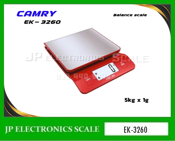 เครื่องชั่งดิจิตอล 5000g เครื่องชั่งสูตรอาหาร 5กิโลกรัม เครื่องชั่งอาหารดิจิตอล 5kg เครื่องชั่งตวงกาแฟ 5kg เครื่องชั่งตวงดิจิตอล พิกัด 5kg ความละเอียด 1g ยี่ห้อ CAMRY รุ่น EK3260 (คละสี)