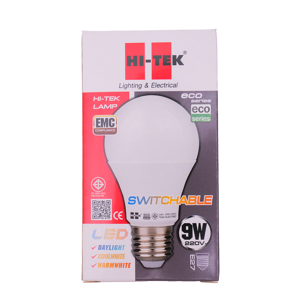 HI-TEK หลอดไฟ LED 9 วัตต์ เปลี่ยนสีได้ D/C/W