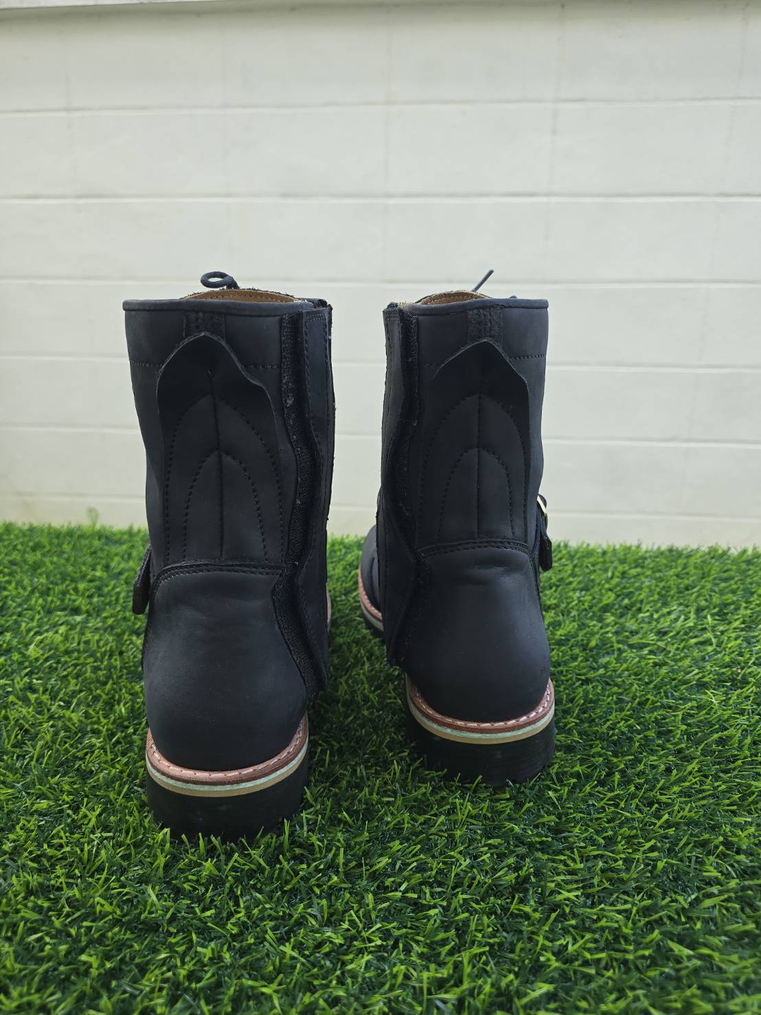 รองเท้าขี่มอเตอร์ไซด์หนังแท้ สไตล์คลาสสิค 🔺 รุ่น Moto-05(Fatboy) สีดำ