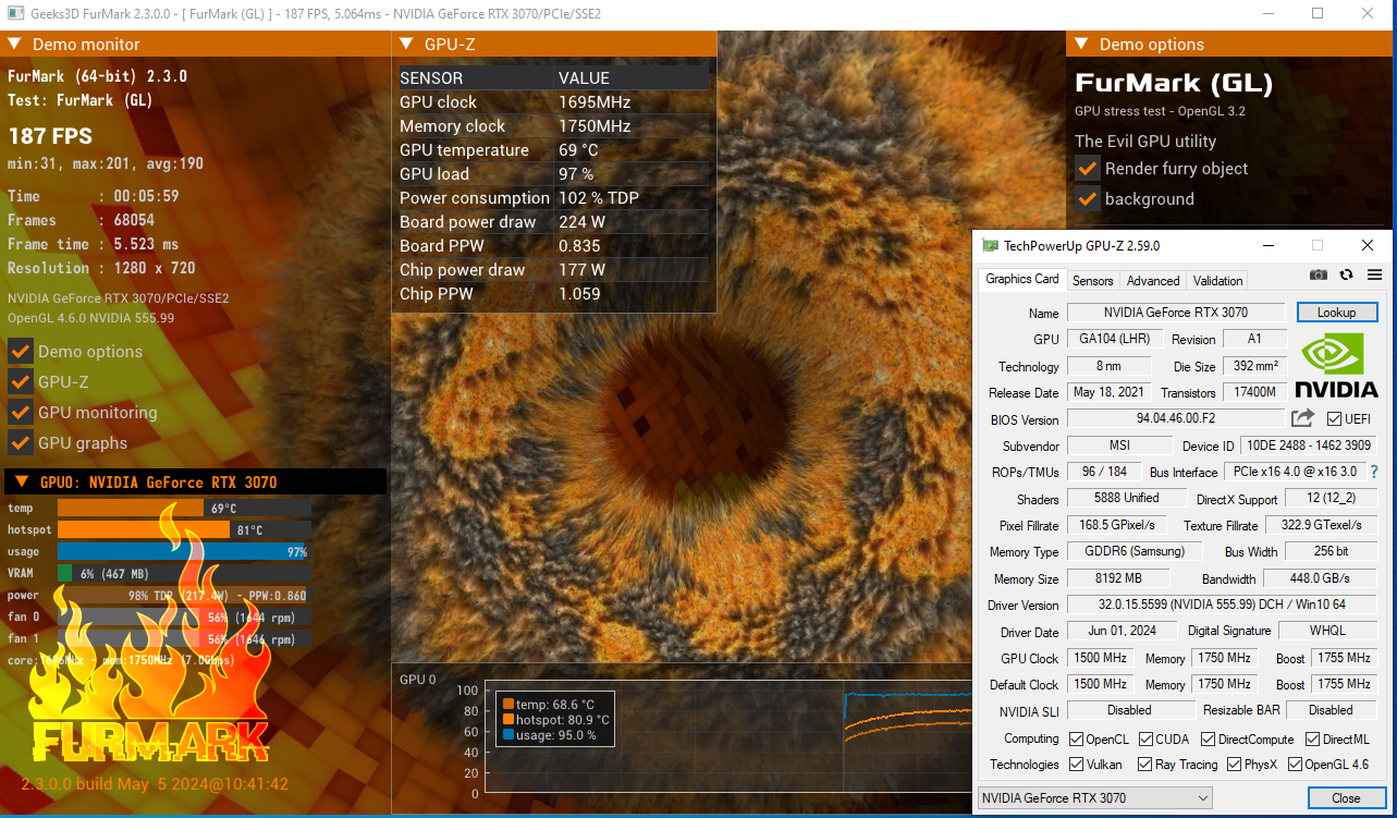 MSI Ventus 2X RTX 3070 8GB OC LHR GDDR6
