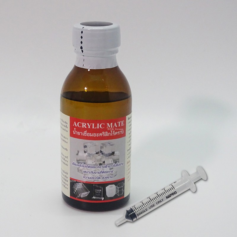 น้ำยาเชื่อมแผ่นพลาสติก น้ำยาเชื่อมอะคริลิกไร้คราบ Acrylic Mate 100g