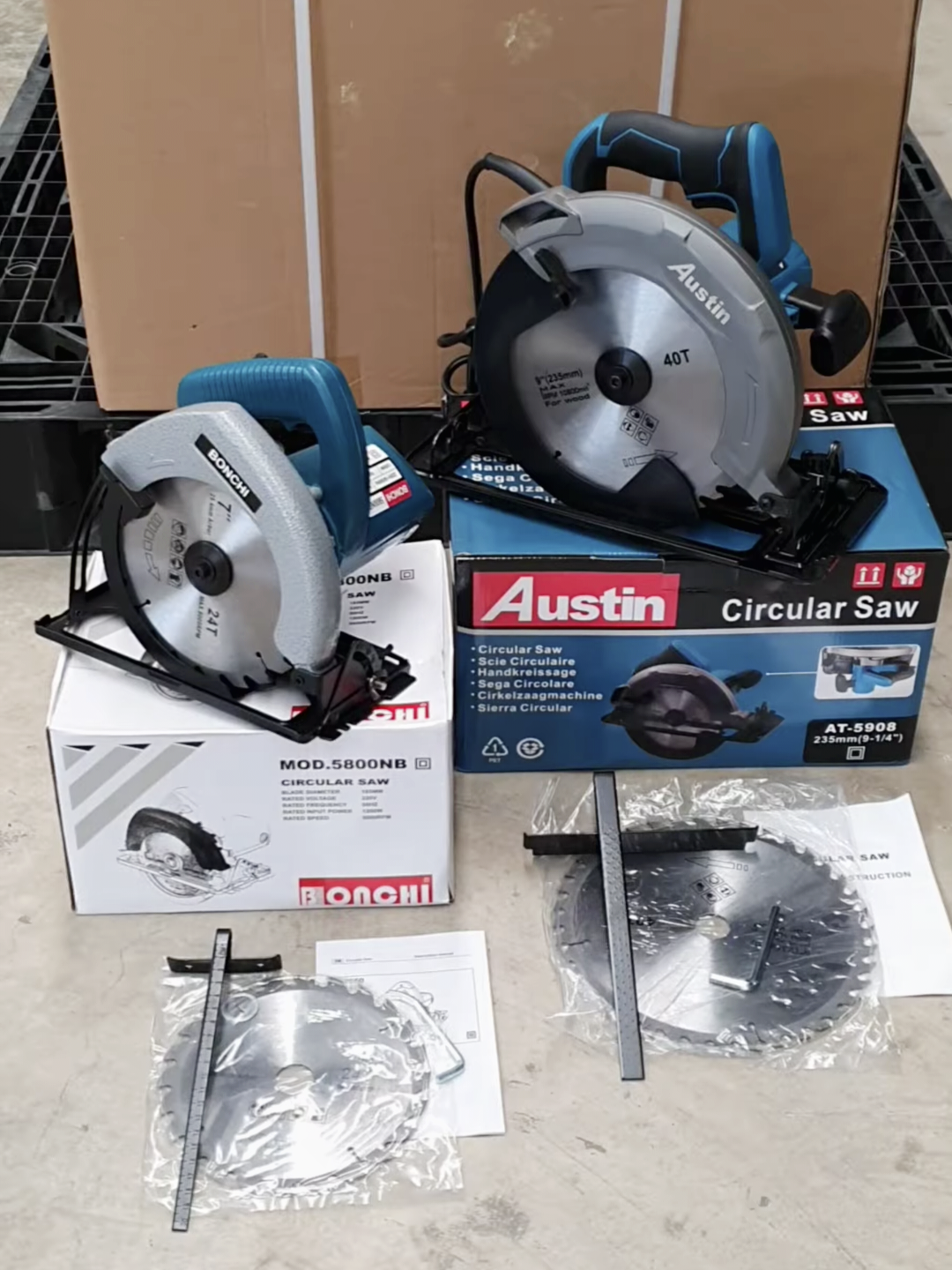 เลื่อยวงเดือนตัดไม้ มี 2 ขนาด 7 นิ้ว Bonchi 990บ. และ 9 นิ้ว Austin 1,650บ. ส่งฟรีเก็บเงินปลายทาง