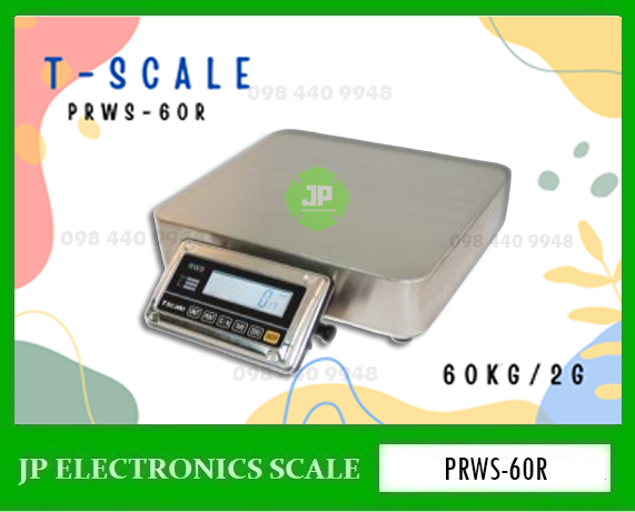 เครื่องชั่ง60กิโลกรัม เครื่องชั่งน้ำหนัก60กิโล เครื่องชั่งละเอียดสูง60kg เครื่องชั่งน้ำหนัก60kg ตาชั่ง60กิโล ความละเอียด2g กิโลดิจิตอล60กิโล เครื่องชั่ง60kg*2g ยี่ห้อ T-Scale รุ่น PRWS-60R ขนาดถาดชั่งน้ำหนัก 32*36cm.