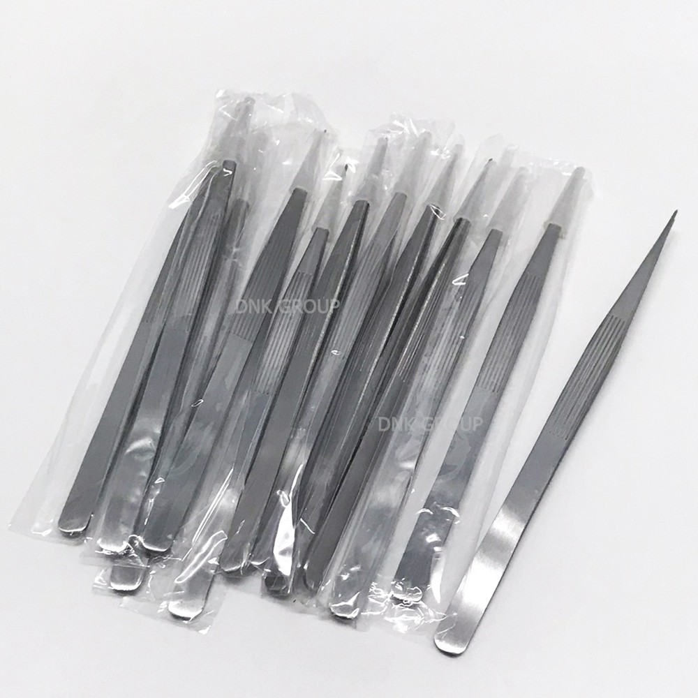 ปากคีบ แหนบคีบชิ้นงาน ปากคีบมีร่อง ปากคีบปลายแหลม1 ชิ้น ยาว 17 Cm.