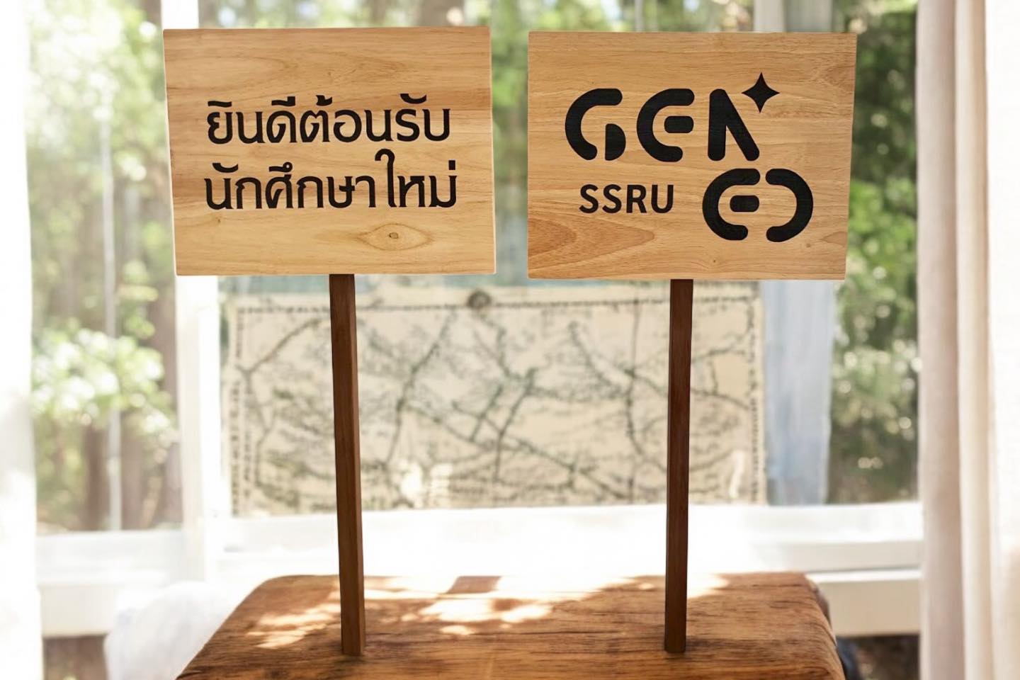 ป้ายถือนำขบวน | ป้ายมหาลัย | ป้ายไม้มีด้าม
