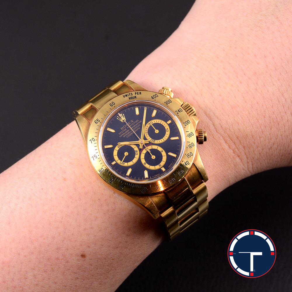 **SOLD**Rolex Cosmograph Daytona Ref.16528 Zenith Movement หน้าปัดสีดำ ตัวเรือนทองคำ สายแท้ทองคำ18k ปี1993 Automatic ขนาด 40 mm