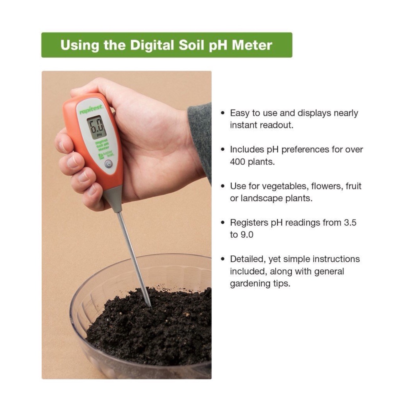 Rapitest Digital pH Meter รุ่น 1845 เครื่องวัดความเป็นกรด/ด่างของดิน (pH)