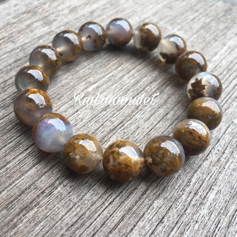 มอสอาเกตสีทอง (Golden Moss Agate)13.5 mm