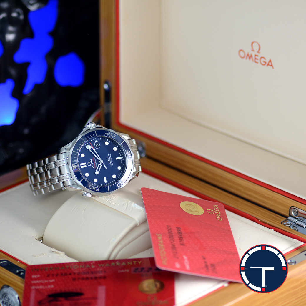 Omega Seamaster Professional Diver 300 Co-Axial หน้าปัดสีน้ำเงิน สายเหล็กแท้ มีกล่อง+ใบ นาฬิกาปี2014 Automatic ขนาด 42 mm