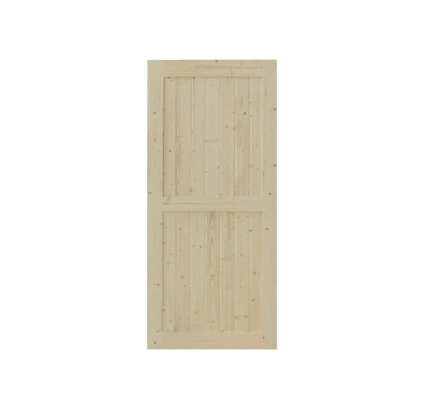 ประตูไม้สน บานทึบเซาะร่องลูกฟัก PW-SK02G 80x200ซม. GREAT WOOD