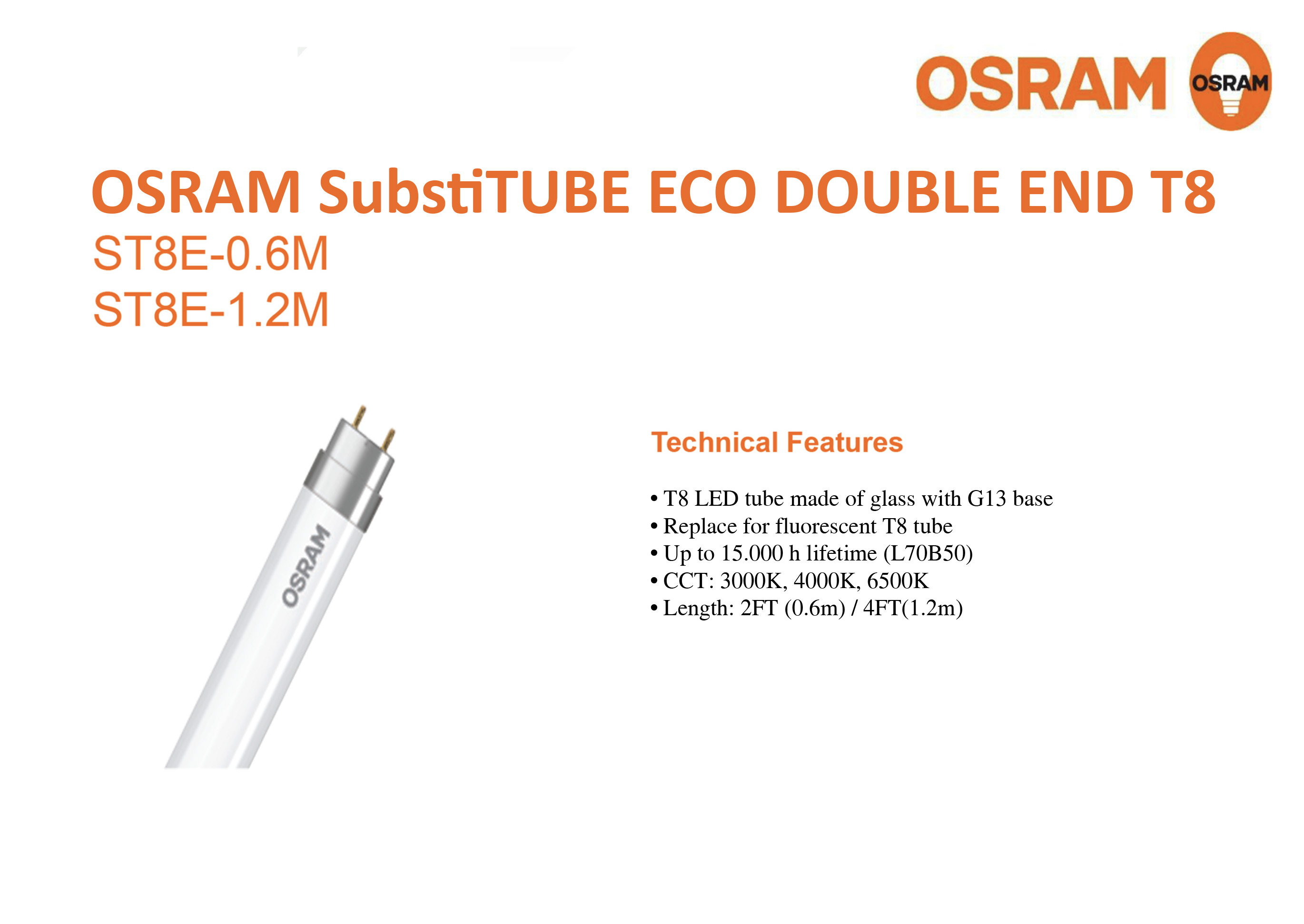 หลอด LED Tube T8 ST8E 10W,20W OSRAM