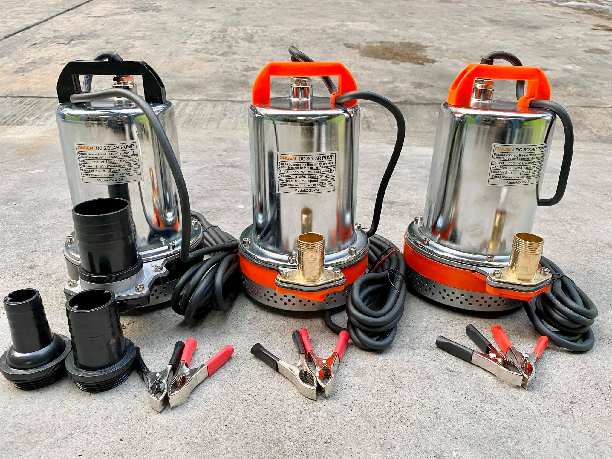 ปั้มไดโว่ แสตนเลส Onsen มี 3 ขนาด 12V 24V และ 24Vท่อ 3ขนาด สายไฟยาว 5 เมตร แถมตัวคีบแบต 1คู่