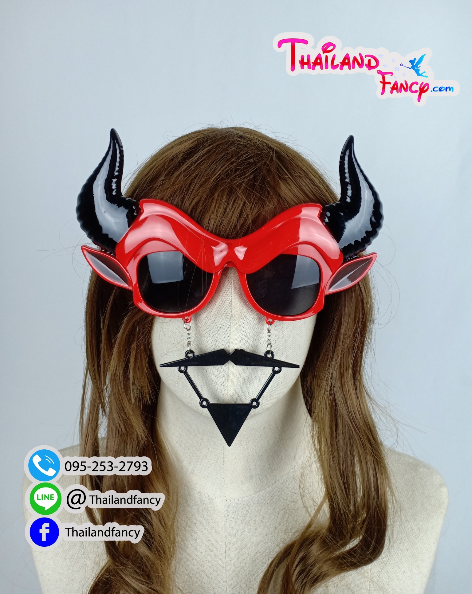 อุปกรณ์คอสเพลย์ แว่นตาแฟนซี อุปกรณ์ฮาโลวีน Halloween ปีศาจเดวิล ของเล่นปีใหม่ แว่นตาเดวิล สีดำแดง