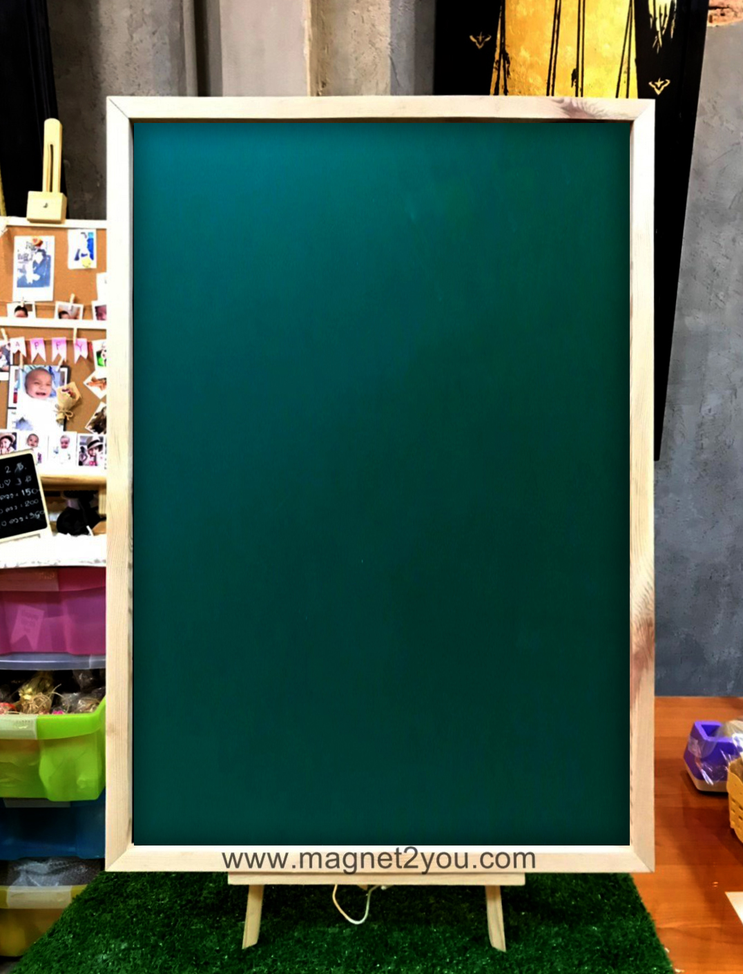 กระดานเขียวแม่เหล็ก 50x70 ติดผนังเลือกสีกรอบได้